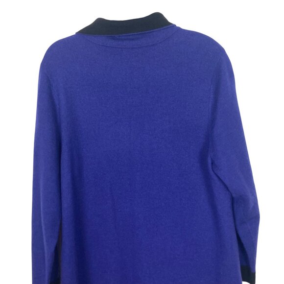 Chicos Wool Kendall Colorblock Coatigan Cardigan 3 XL Blue Black Classic Long - Picture 7 of 13